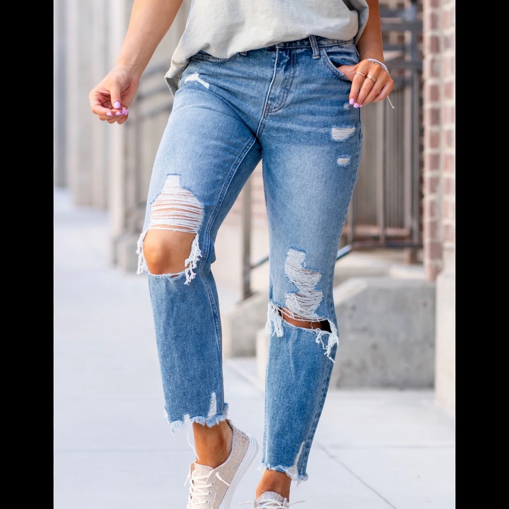 Flying Monkey Let Go High Rise Straight Tattered Jeans⭐️SOLD OUT ON WEBSITE!⭐️